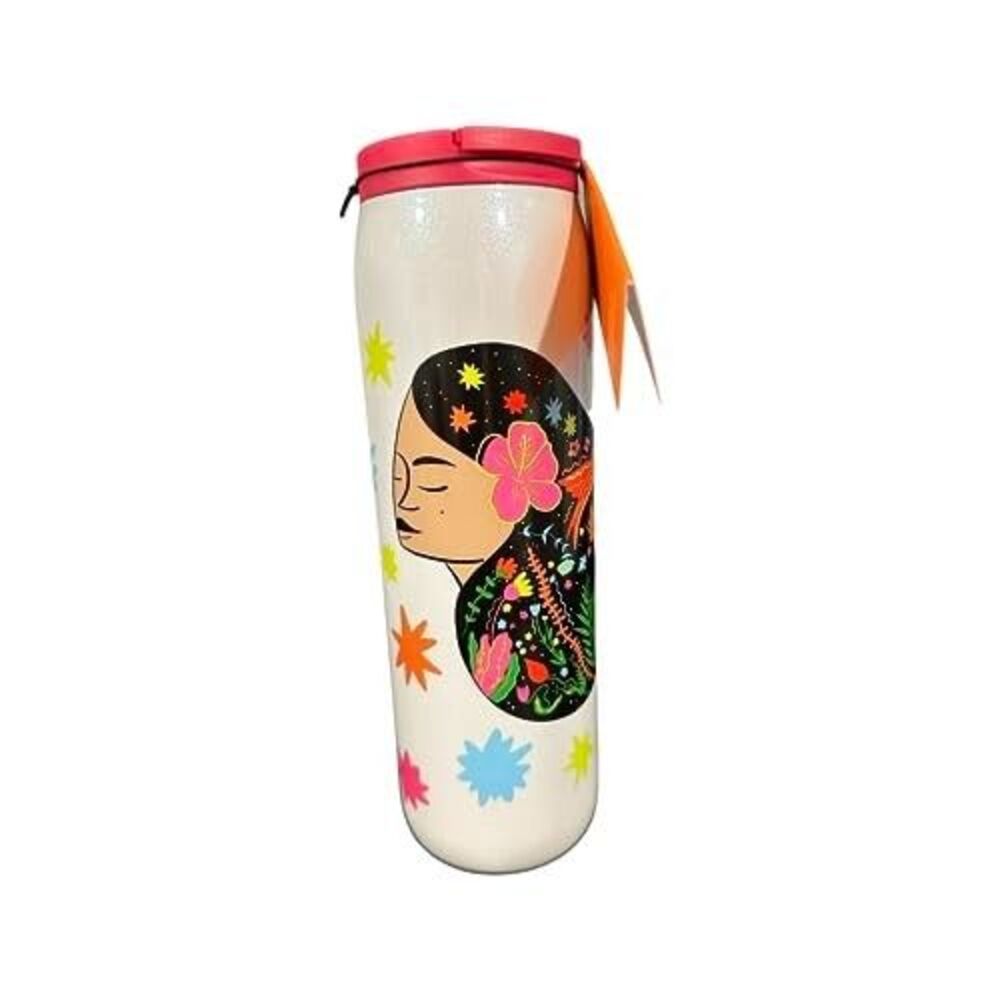 NEW Starbucks Manuela Guillen White Glitter Stainless Grande Tumbler 16oz Limitd